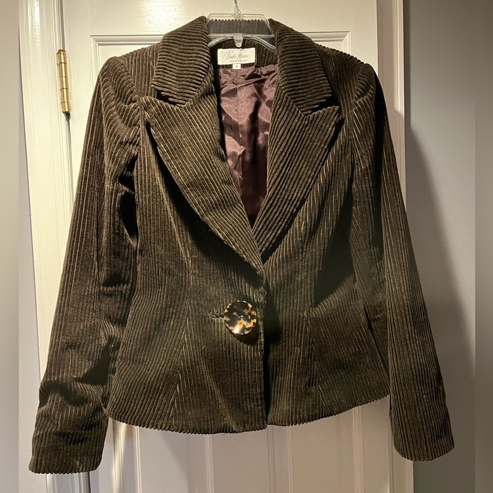 Women’s PAULA HIAN SIGNATURE Brown Corduroy Blazer sz 6